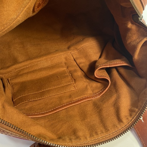 FOSSIL Maddox Brown Leather with Purple Suede Satchel - Picture 10 of 11